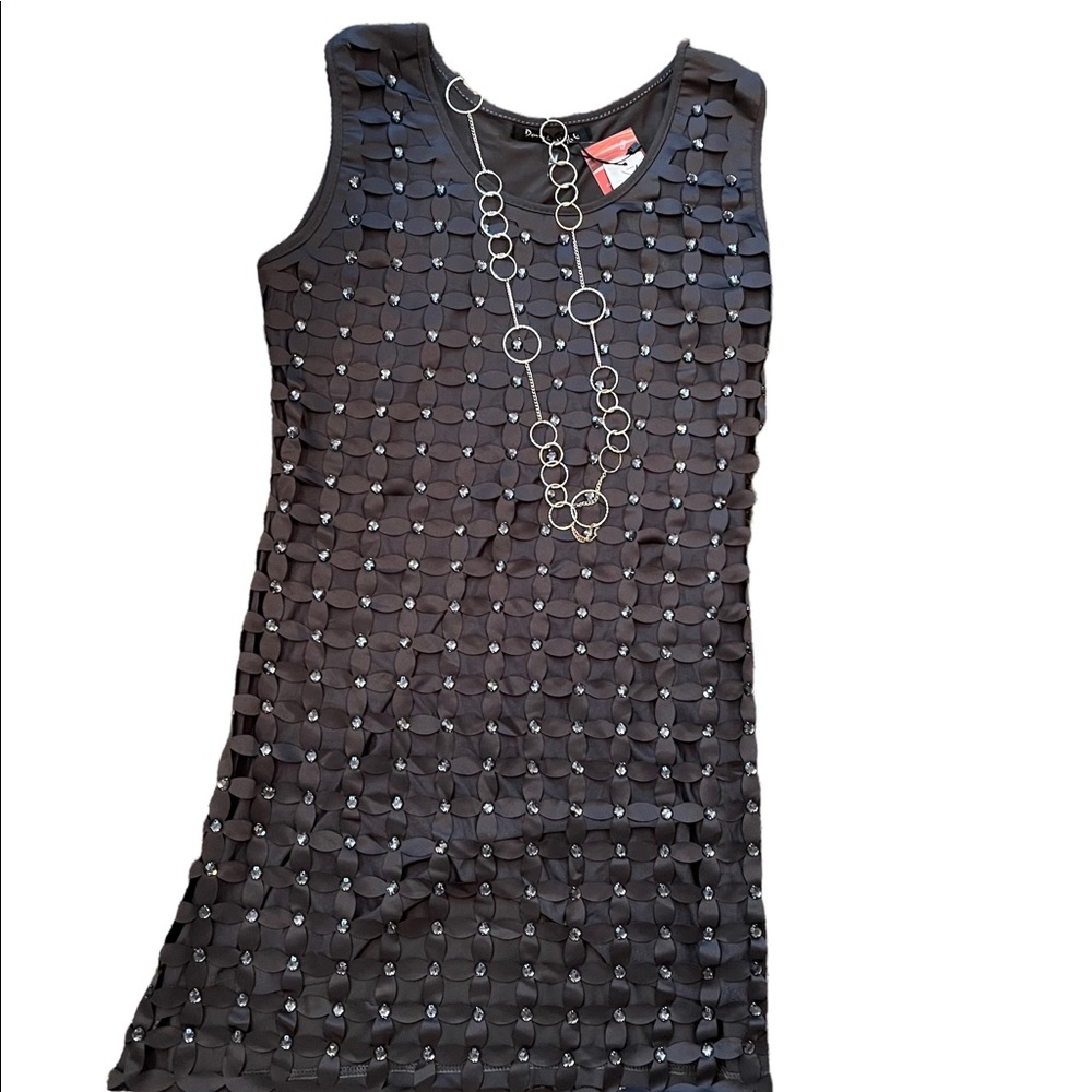 GORGEOUS “DAY & NIGHT” GREY DRESS/TUNIC WITH CRYSTAL EMBELLISHING! NWT